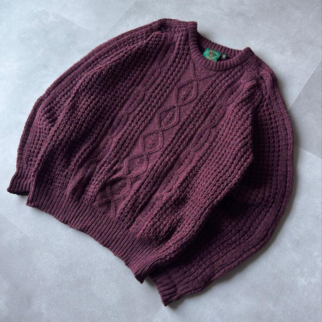 90s Ireland製 アランニット \"ハンドクラフト\" Lサイズ アランクラフト Aran Crafts Ireland ニット タートルネック アラン