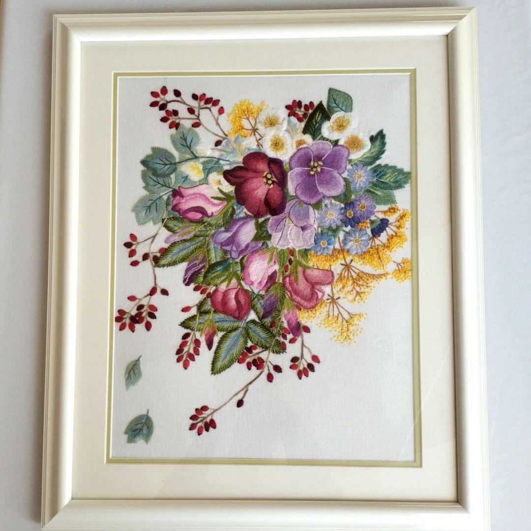 戸塚刺繍 花束 アート作品 フレーム付き 楽天市場】戸塚刺繍キット フレームキット ワイルドフラワー | ミモザ