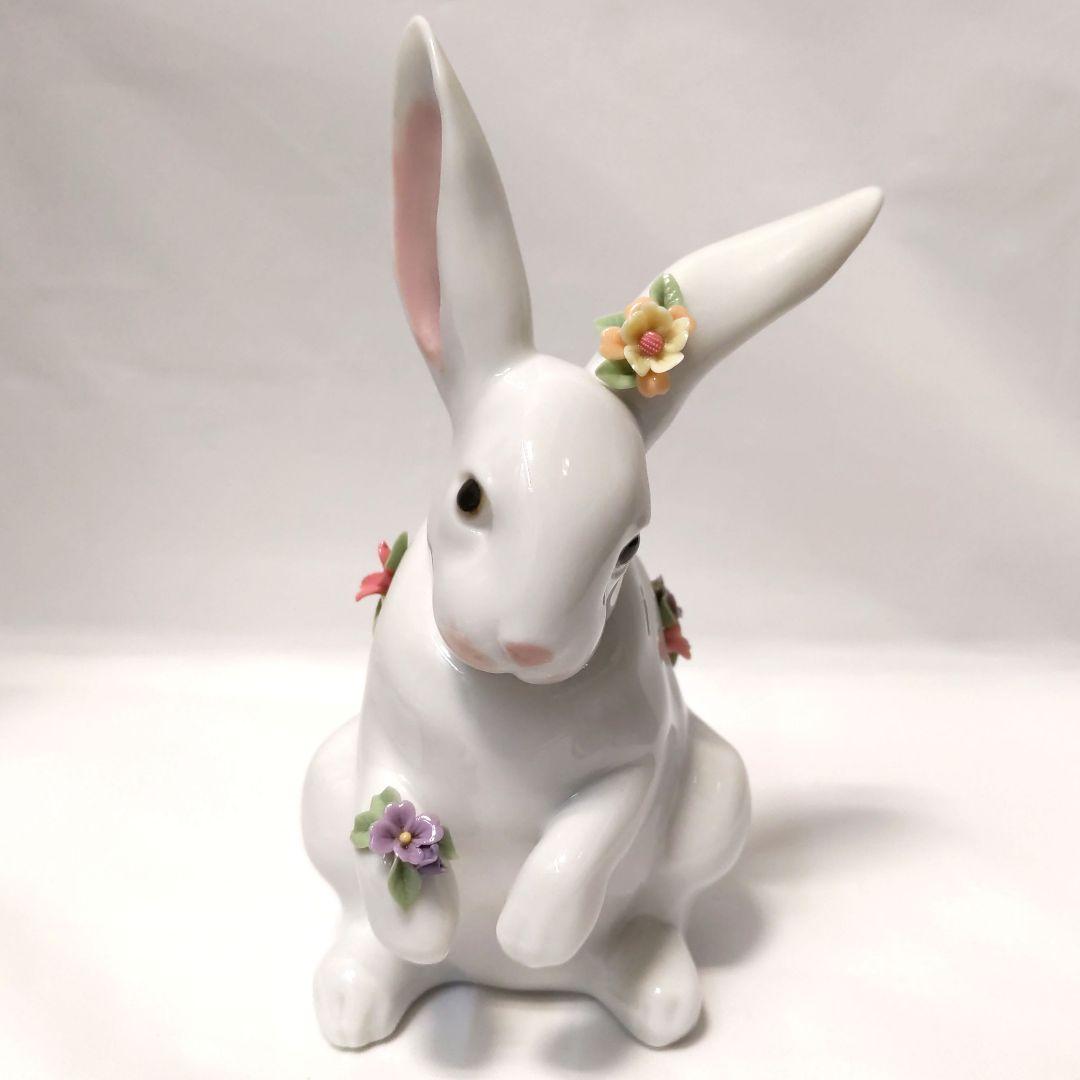 LLADRO リヤドロ 花飾りの白うさぎ フィギュリン 陶器人形 - メルカリ