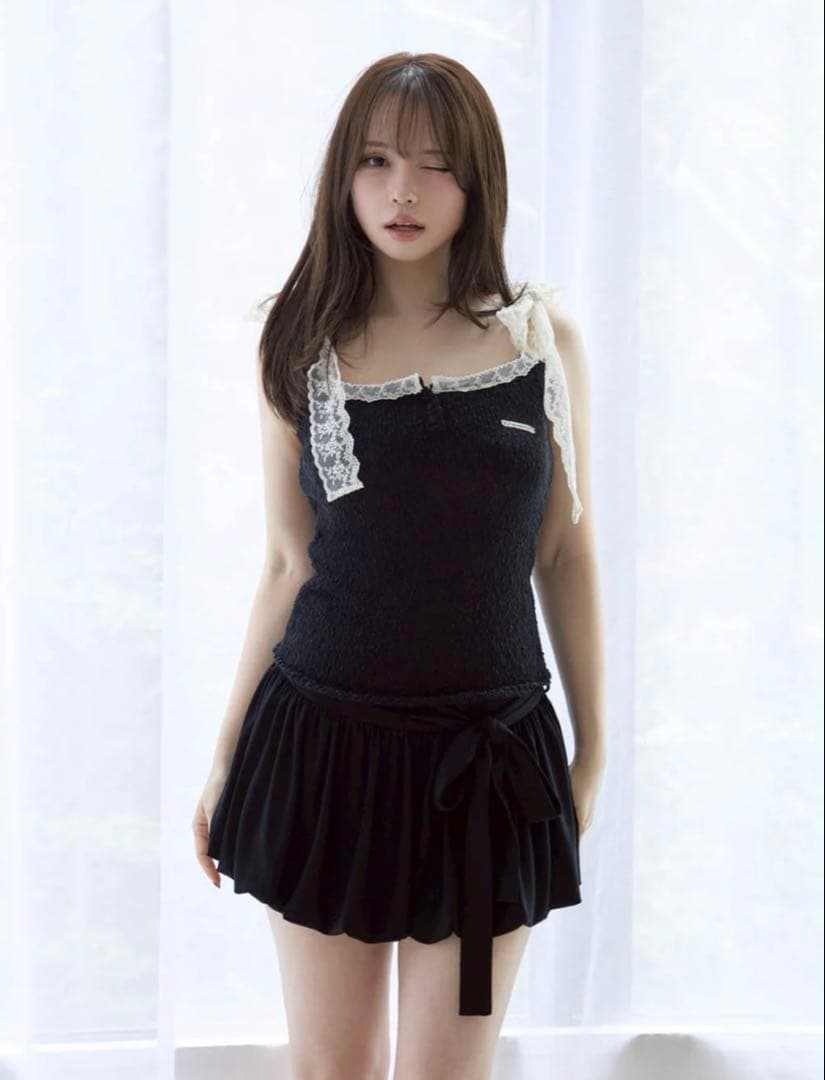 トップス andmary Cotton ribbon tank ANDMARY】Angie ribbon tank