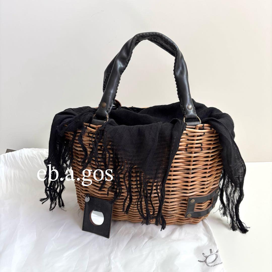 美品★eb.a.gos エバゴス　トートバスケットレザーハンドル　黒　カゴバッグ ◇eb．a．gos（エバゴス）B5バスケット（ハンドバッグ） | DRESSTERIOR
