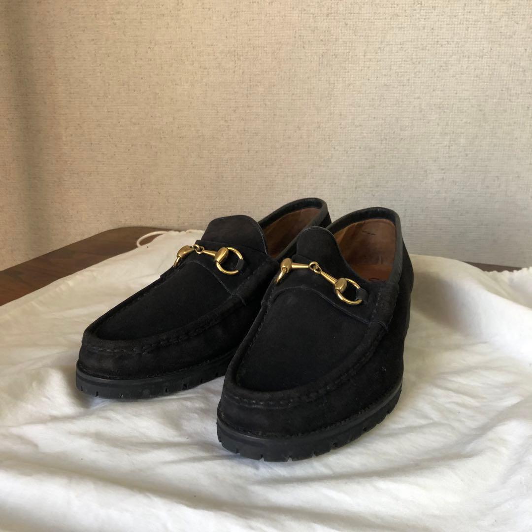 GUCCI グッチ ホースビット スエード ローファー ブラック 43 GUCCI（グッチ） ホースビット ローファー スエード レザー モカシン