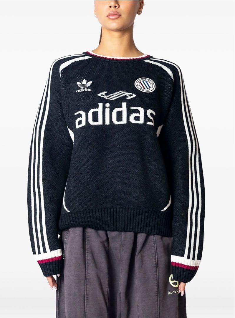 adidas プルオーバーニット 黒 ☆Adidas Originals☆ PREMIUM TREFOIL KNIT ニット 男女兼用 (adidas