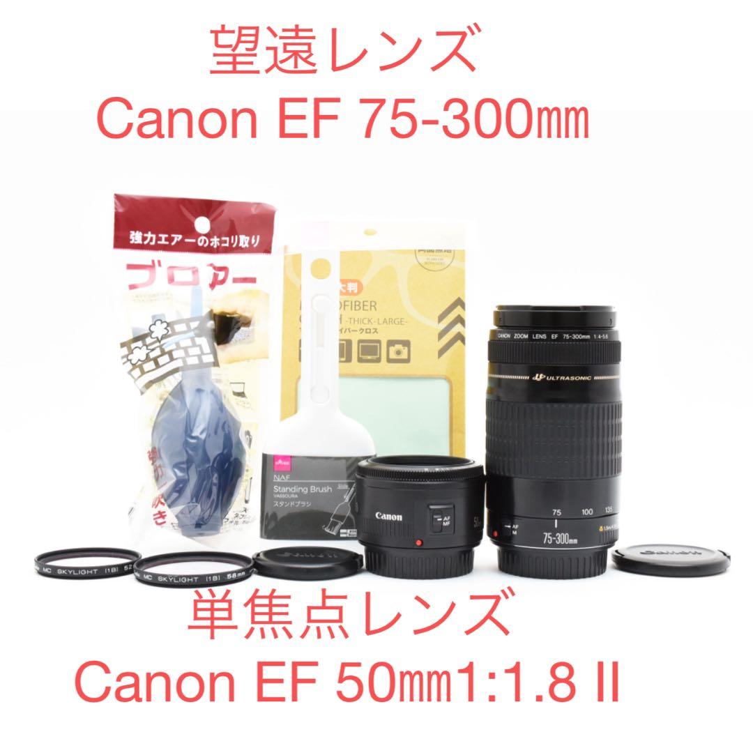 単焦点 EF50mm 1:1.8 II 望遠EF 75-300 mm（2セット） レンタル] CANON EF 50mm F1.8 STM 単焦点レンズ - Rentio[レンティオ]