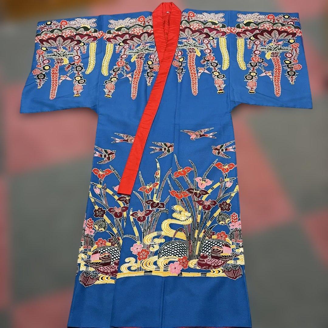 琉球紅型　打ち掛け(ブルー) 琉球紅型着物「ストレリチア」 Ryukyu Bingata kimono 