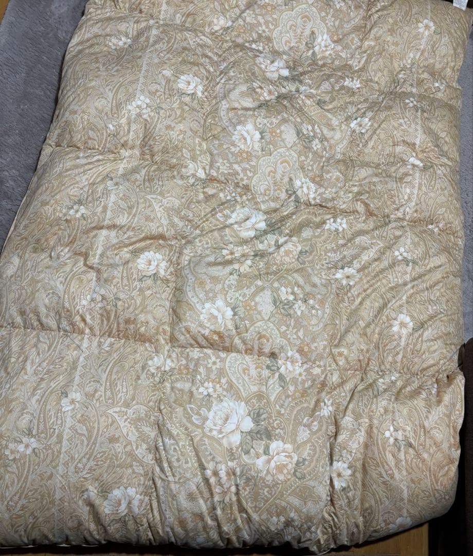 シングル 掛けふとん 水鳥羽毛100％　中古 超長綿100%60番手サテン織】羽毛合掛布団シングルダウン93%0.8kg抗菌