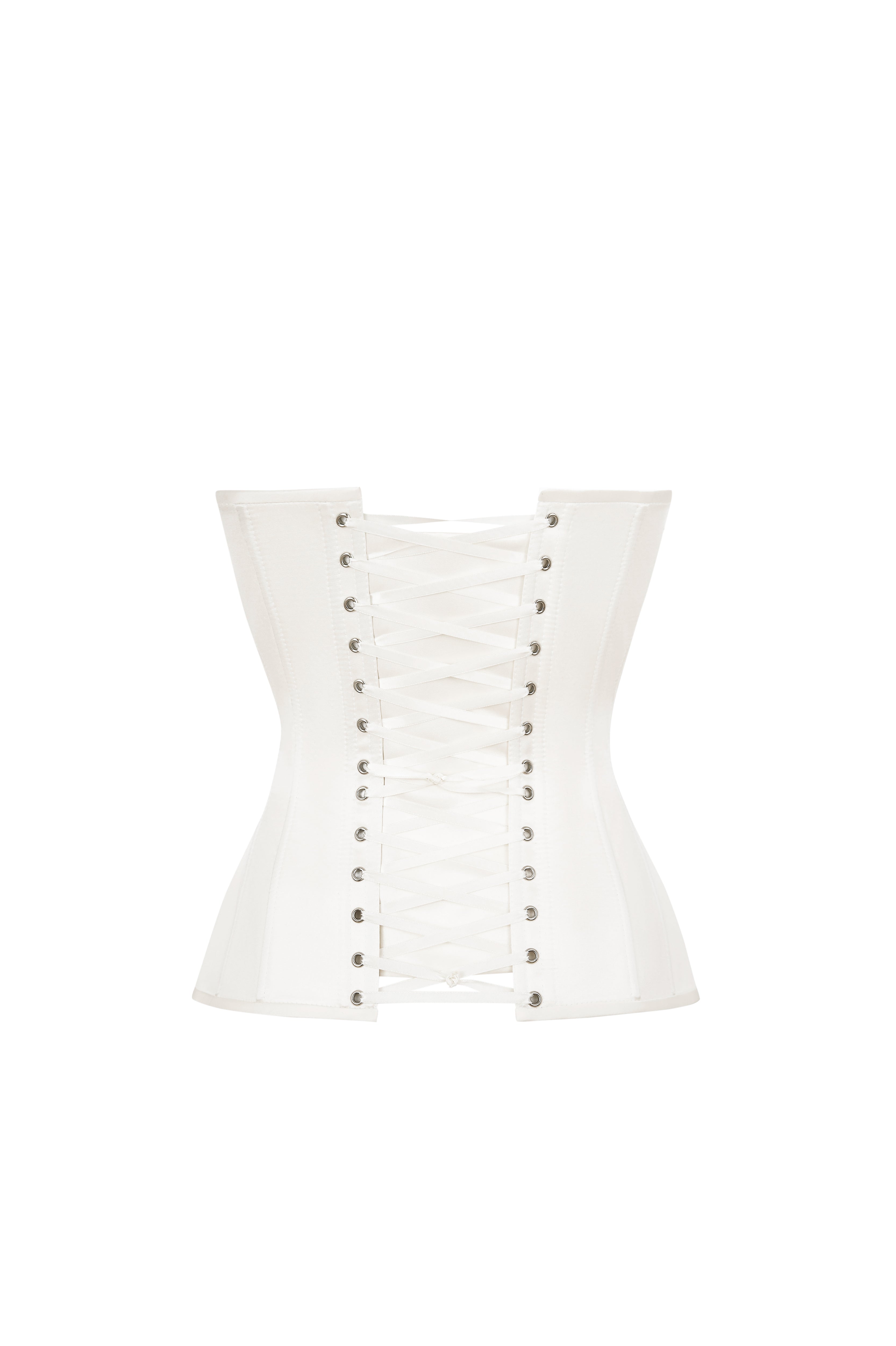 STATNAIA l Beige satin corset with reliefs and detachable straps